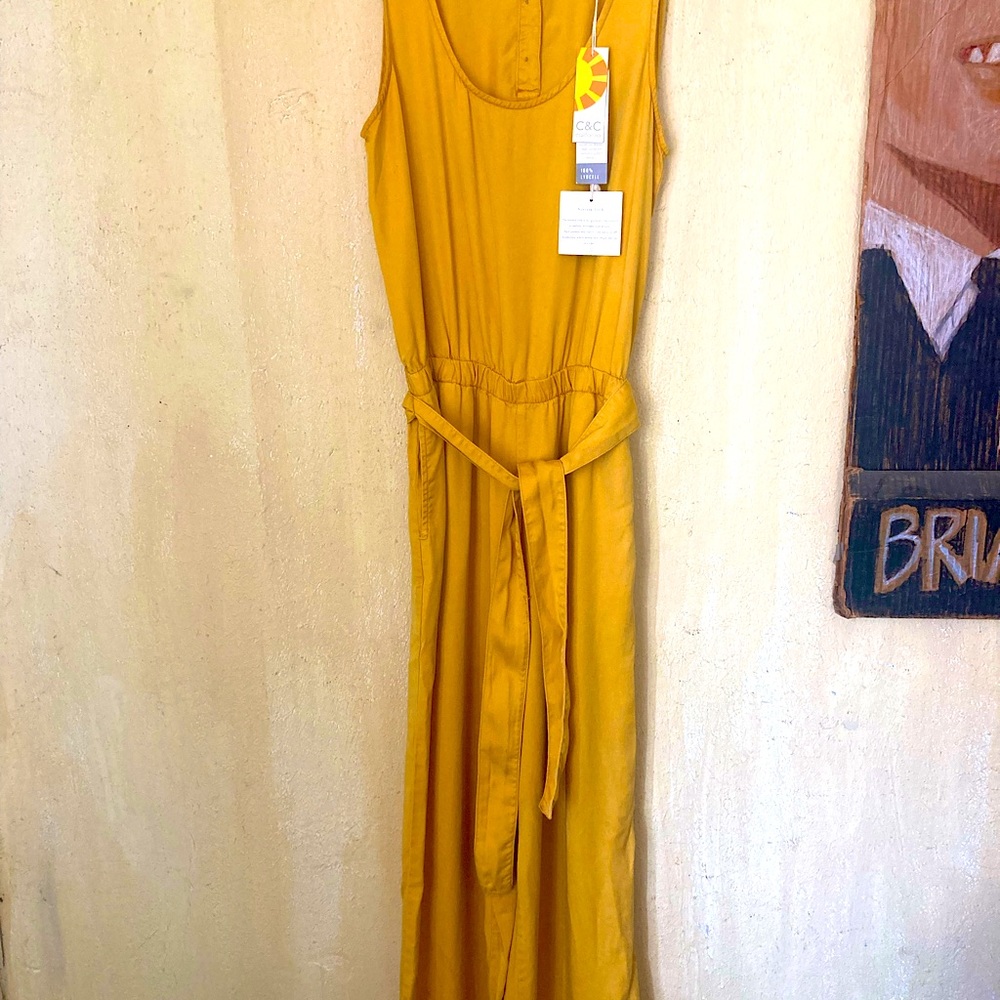 C and C California vintage finish Lyocell tank top, wide leg jumpsuit. NWT Sz S